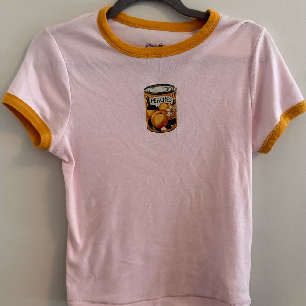Urban Outfitters Pink and Yellow Ringer Tee
